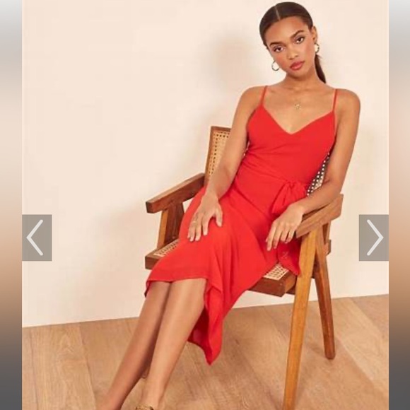 2019 Reformation Dietrich red summer dress - Picture 2 of 6